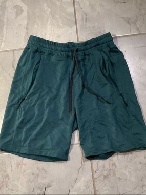 Men's Ridge Merino Hyde Treetop Teal Drawstring Shorts Zipper Pockets 100% wool